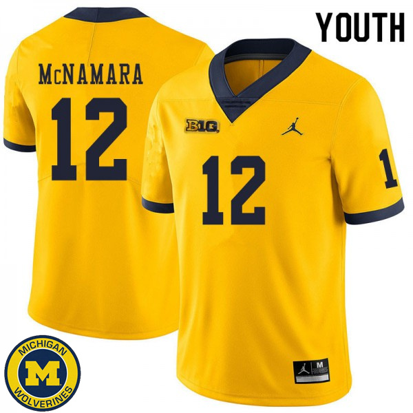 Youth University of Michigan #12 Cade McNamara Yellow NCAA Player Game Jersey